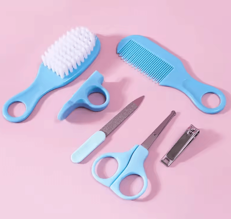 Baby Care Set - Safe Nail Clippers, Soft Comb & Grooming Brush Kit for Baby Care