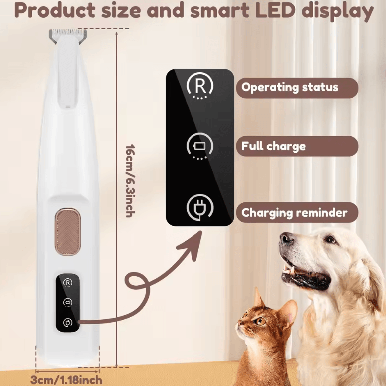 New Dog Paw Trimmer with LED Light - Waterproof Pet Hair Clippers & Grooming Tool