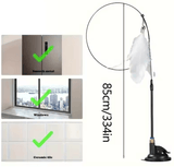 Interactive Cat Teaser Wand with Bell & Feather – Long Suction Cup Pole for Endless Playtime Fun