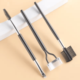 3pcs Eye Makeup Tool Set | Double Head Eyebrow Brush, Eyelash Curler & Separator
