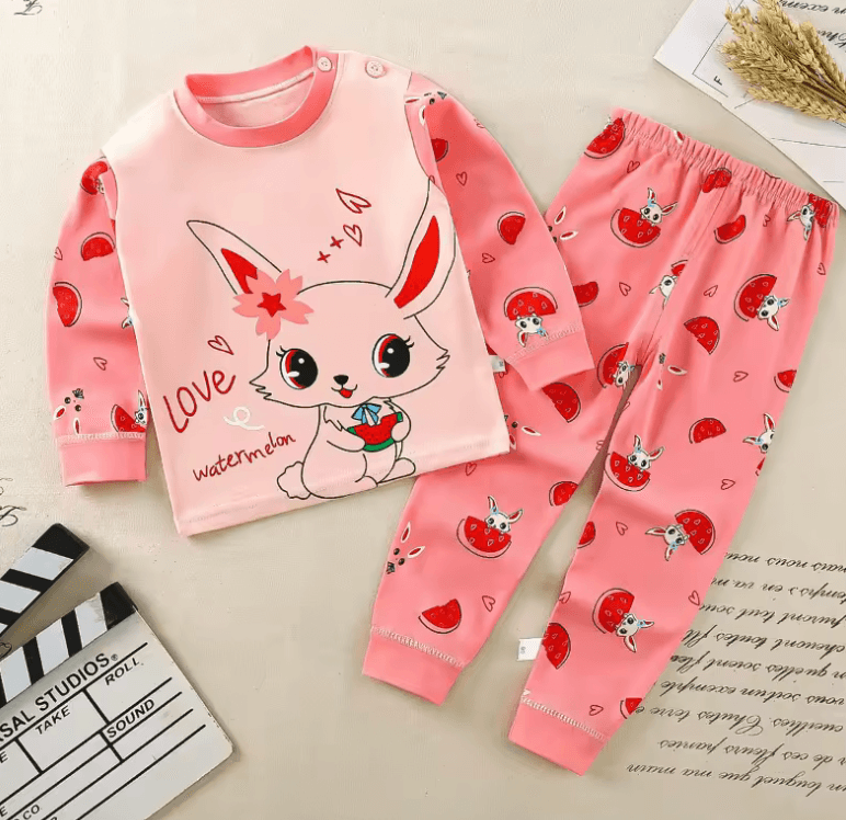 🌙 Cartoon Cotton Pajama Set – Long Sleeve Sleepwear for Boys & Girls | Spring & Autumn