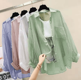 Women’s Summer Sunscreen Shirt – Elegant Sheer Chiffon Blouse & Loose Casual Cardigan