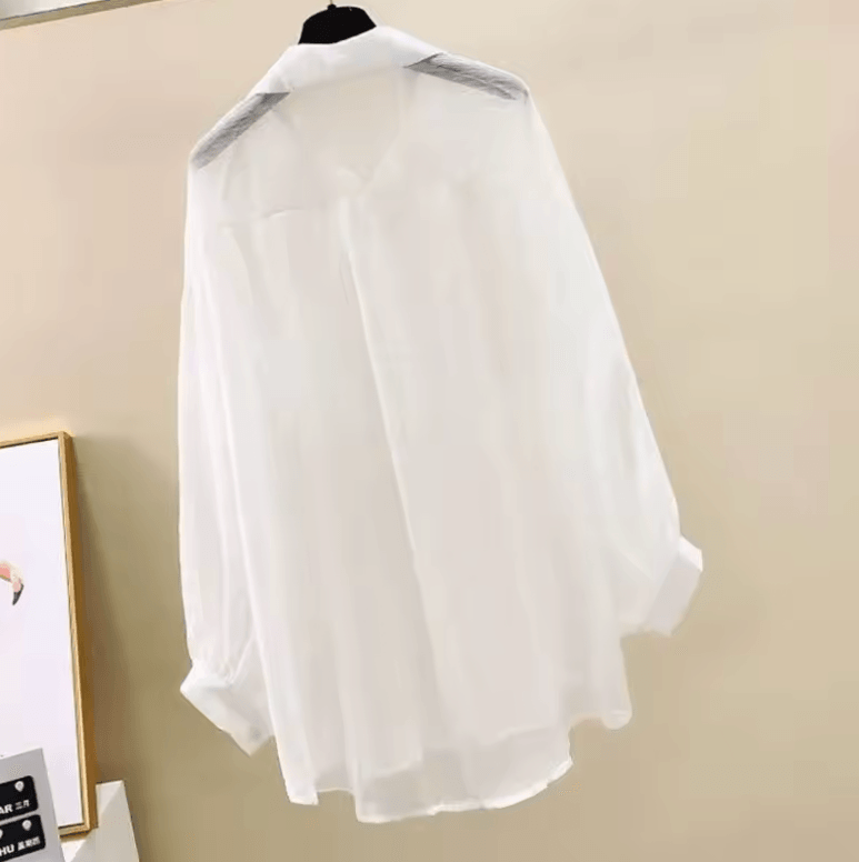 Women’s Summer Sunscreen Shirt – Elegant Sheer Chiffon Blouse & Loose Casual Cardigan