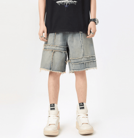 🔥 Fashion Summer Stitching Denim Shorts for Men – Stylish & Comfortable
