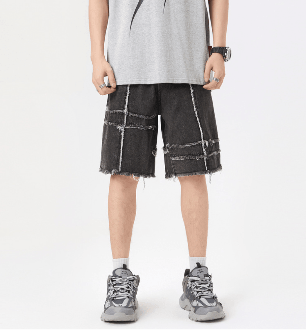 🔥 Fashion Summer Stitching Denim Shorts for Men – Stylish & Comfortable
