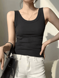 Summer Women’s Ribbed Tank Top – Sleeveless, Tight Knit, Casual & Basic