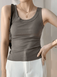 Summer Women’s Ribbed Tank Top – Sleeveless, Tight Knit, Casual & Basic