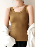 Summer Women’s Ribbed Tank Top – Sleeveless, Tight Knit, Casual & Basic