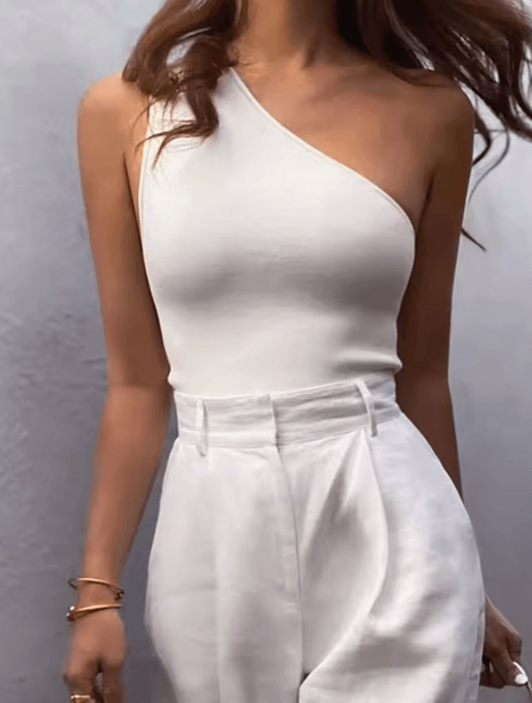 Women’s One Shoulder Sports Tank Top – Sexy Crop Top for Summer