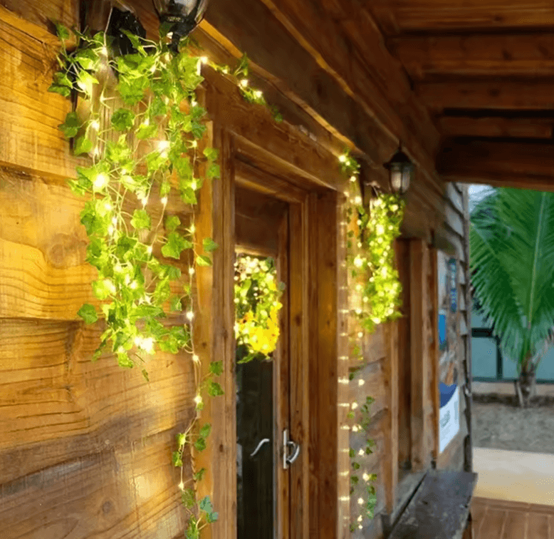 2.3M Artificial Ivy Vine with 3M LED Lights – Green Leaf Garland for Home & Events