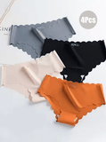 4PCS Women’s Seamless Ice Silk Underwear – Soft Breathable Panties with Cotton Crotch – High-End Japanese Style Lingerie Set
