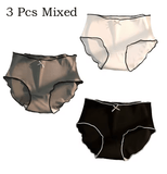 3PCS Women’s Seamless Antibacterial Panties – Ice Silk Triangle Underwear with Ruffle Trim – Low Waist Briefs in Black & White