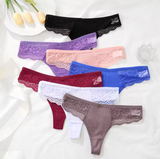 FINETOO 3PCS Women’s Cotton Lace Thongs – Low Waist Sexy G-String Panties, Solid Color Breathable Bikini Lingerie