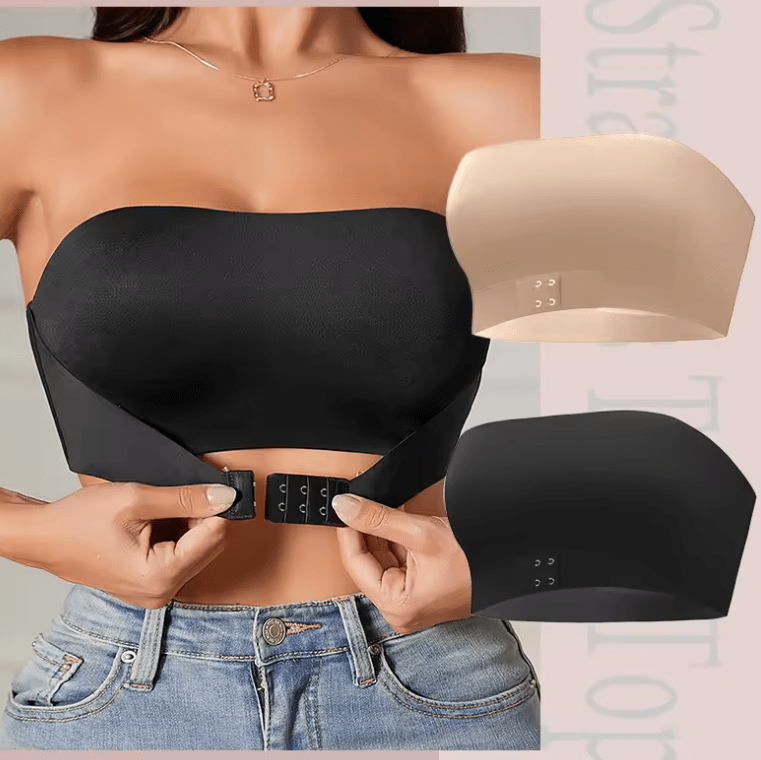 Women’s Strapless Front-Button Bralette – Wireless Seamless Tube Top Bra, Invisible Anti-Exposure Lingerie, Comfortable & Sexy Underwear