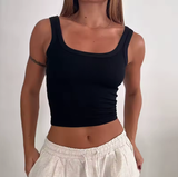 Spice Girl Style Slim Crop Top – Women’s Sleeveless Sling Vest – Summer Navel T-Shirt Tank – Y2K Black & White Stretch Cami Top