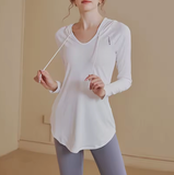 Women’s Long Sleeve Quick-Dry Yoga Hoodie – Lightweight Sports Cover-Up Top – Casual Loose Fit Training & Running Jacket