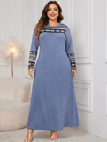 Plus Size Ethnic Print Maxi Dress for Women – 2025 Elegant Long Sleeve Loose Fit Casual Fashion Dress | Big Size Boho Vestido