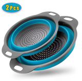 Collapsible Silicone Drain Basket – Folding Colander & Strainer for Washing Vegetables & Fruits | Space-Saving Kitchen Drainer Tool
