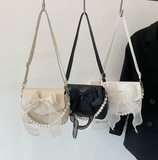 Korean Bow-Knot Top-Handle Bag for Women – Black Canvas Armpit Shoulder Bag | Large Capacity Cute Tote Purse | Casual Fashion Handbag for Daily Use