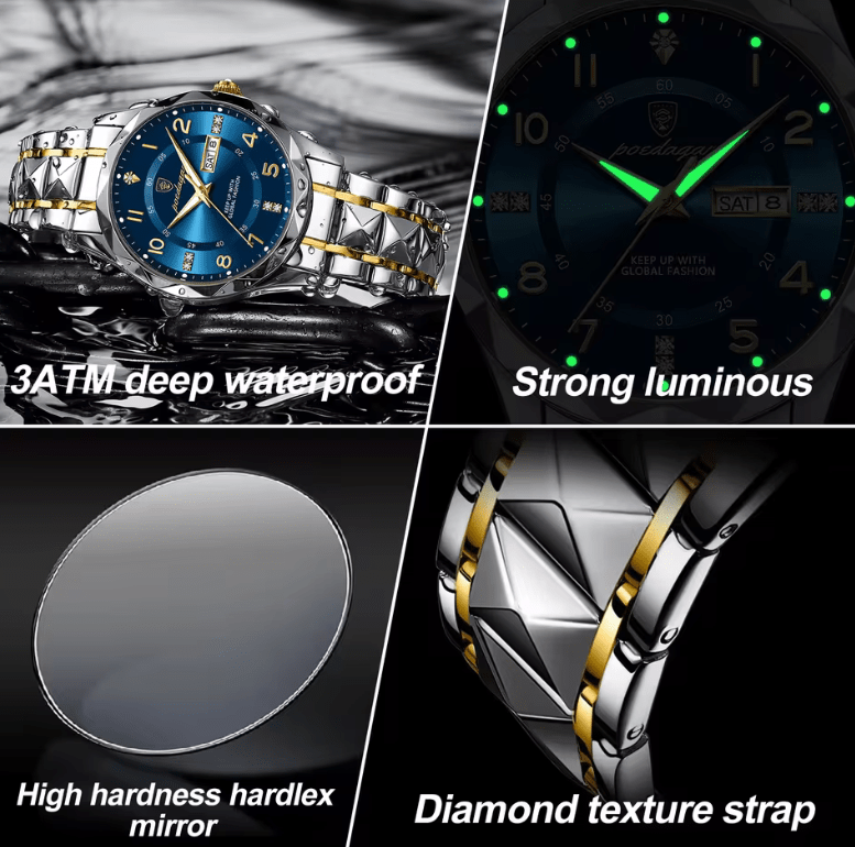 Men’s Luxury Quartz Watch – Luminous Dial Business Casual Timepiece, Stainless Steel Wristwatch, Elegant Gift Idea for Him