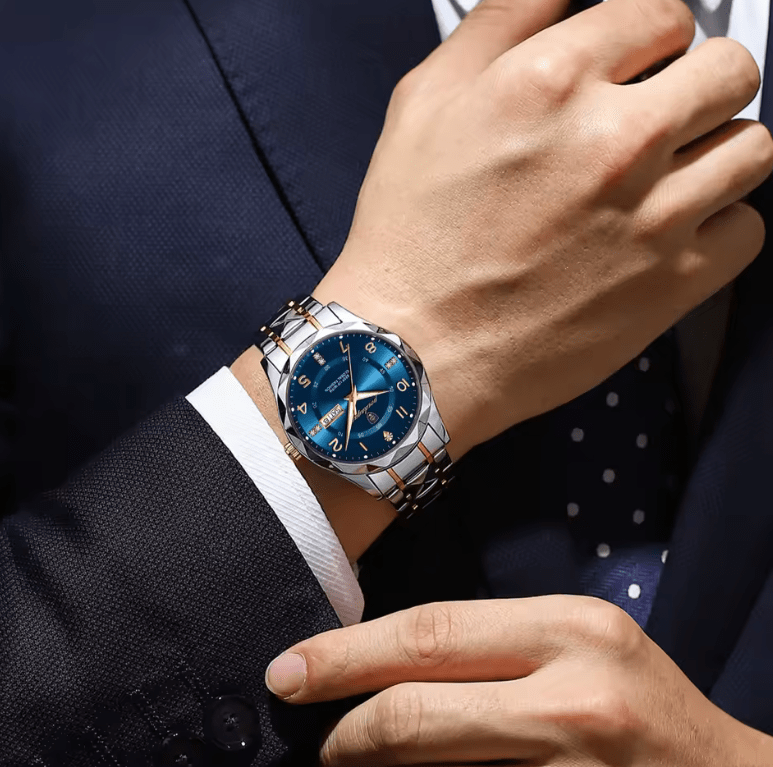 Men’s Luxury Quartz Watch – Luminous Dial Business Casual Timepiece, Stainless Steel Wristwatch, Elegant Gift Idea for Him
