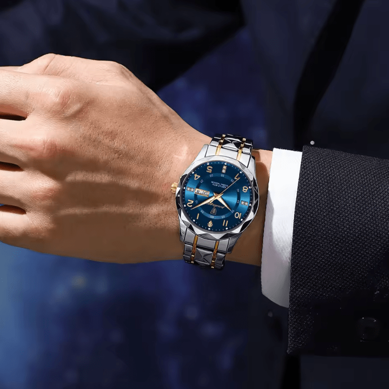 Men’s Luxury Quartz Watch – Luminous Dial Business Casual Timepiece, Stainless Steel Wristwatch, Elegant Gift Idea for Him