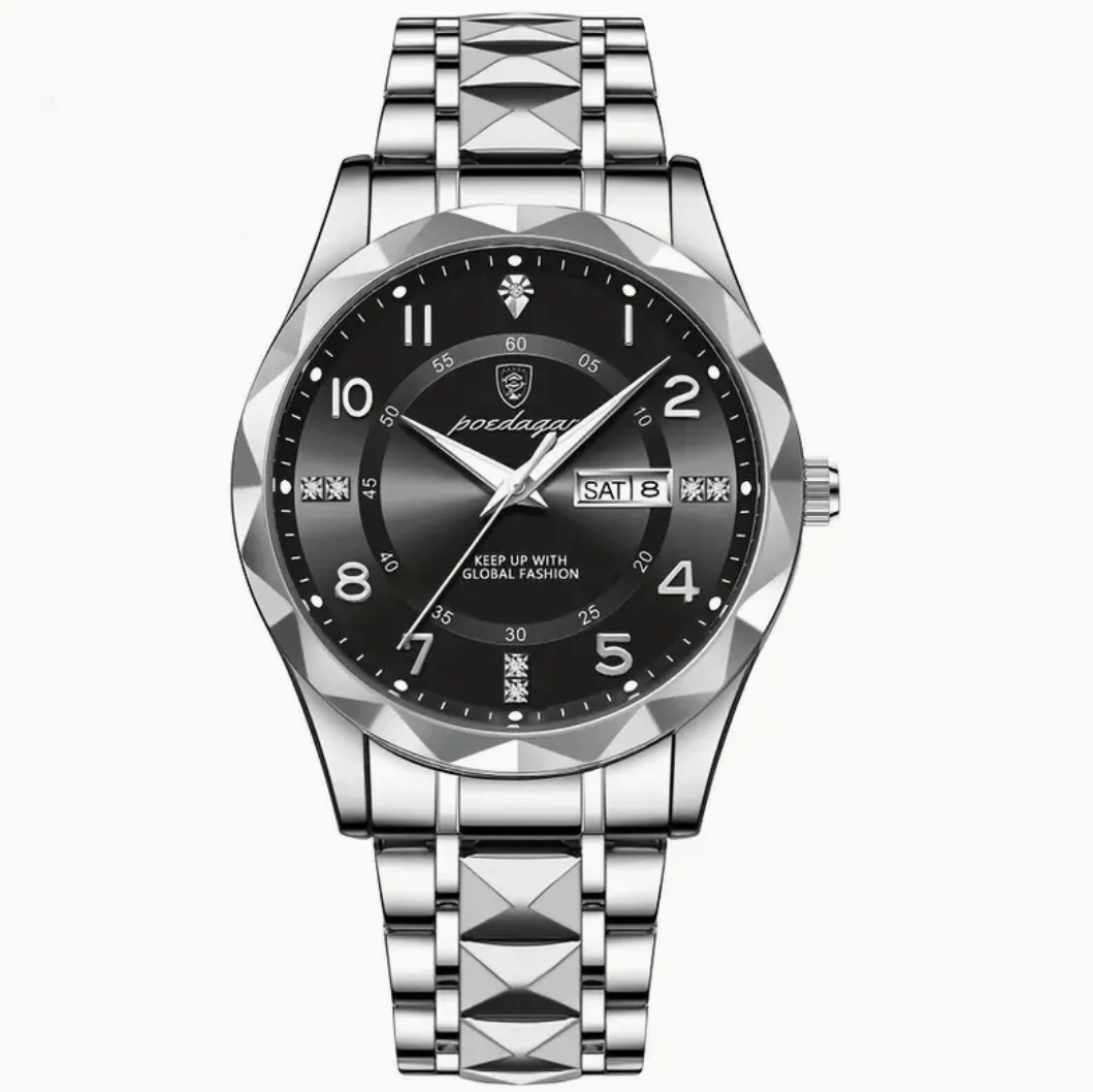 Men’s Luxury Quartz Watch – Luminous Dial Business Casual Timepiece, Stainless Steel Wristwatch, Elegant Gift Idea for Him