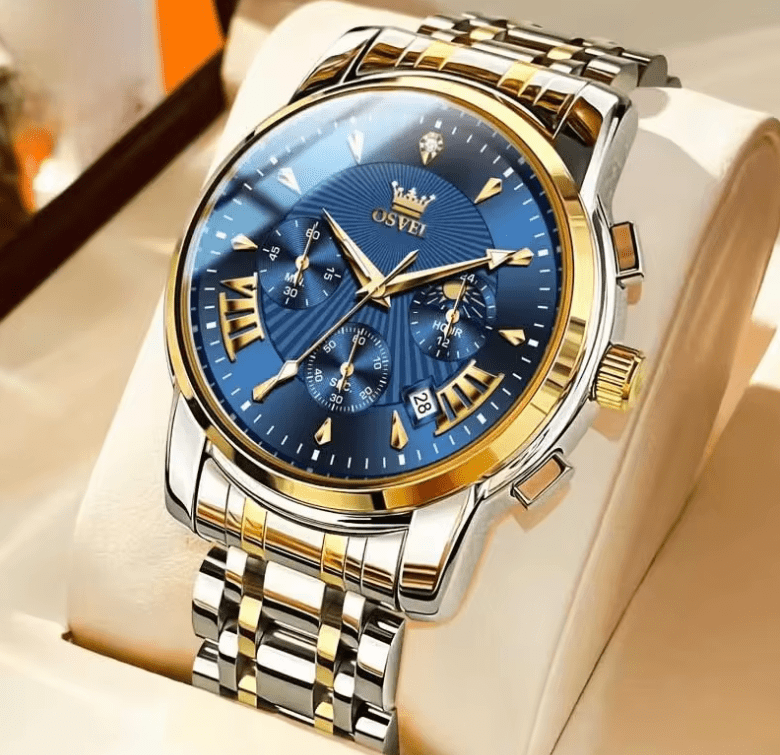 Men’s Business Casual Watch – Elegant Three-Eye Calendar Design, Luxury Quartz Wristwatch, Non-Mechanical Timepiece for Office & Daily Wear
