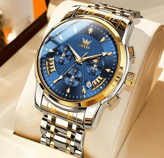 Men’s Business Casual Watch – Elegant Three-Eye Calendar Design, Luxury Quartz Wristwatch, Non-Mechanical Timepiece for Office & Daily Wear