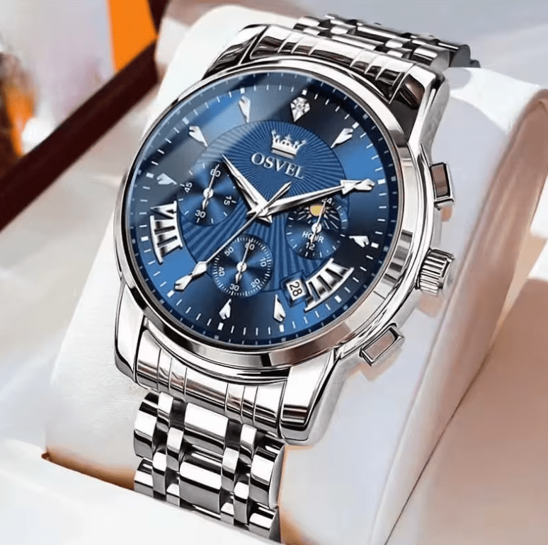 Men’s Business Casual Watch – Elegant Three-Eye Calendar Design, Luxury Quartz Wristwatch, Non-Mechanical Timepiece for Office & Daily Wear
