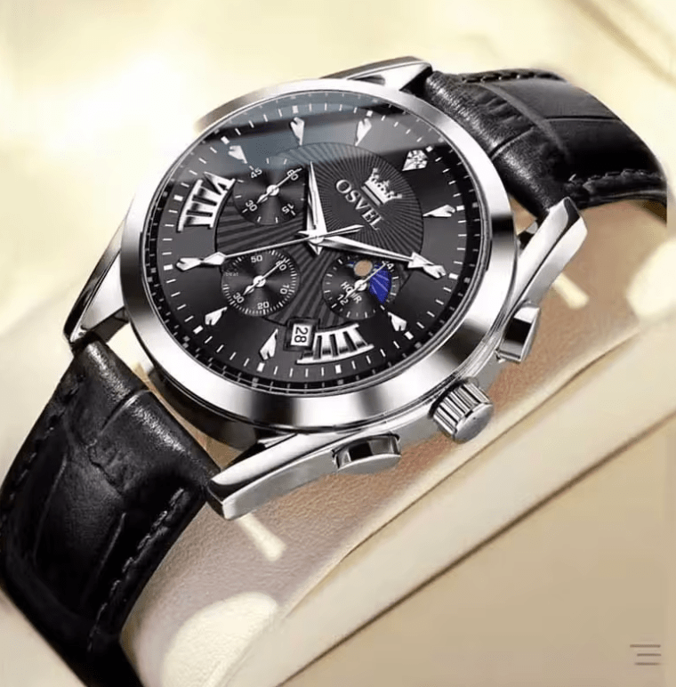 Men’s Business Casual Watch – Elegant Three-Eye Calendar Design, Luxury Quartz Wristwatch, Non-Mechanical Timepiece for Office & Daily Wear