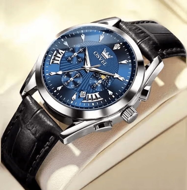 Men’s Business Casual Watch – Elegant Three-Eye Calendar Design, Luxury Quartz Wristwatch, Non-Mechanical Timepiece for Office & Daily Wear
