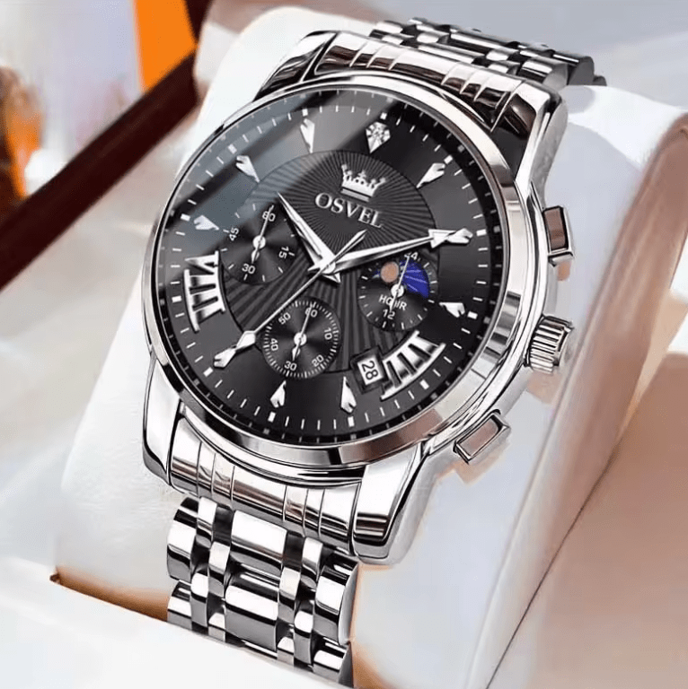 Men’s Business Casual Watch – Elegant Three-Eye Calendar Design, Luxury Quartz Wristwatch, Non-Mechanical Timepiece for Office & Daily Wear