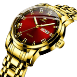 Top Brand Men’s Luxury Watch 2025 – Gold Stainless Steel Quartz Business Sport Wristwatch, Waterproof Design with Date Display
