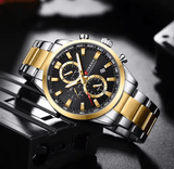 Men’s Chronograph Quartz Watch – Casual Sporty Stainless Steel Wristwatch with Date Display, Durable Band, Model 8445