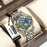 Men’s Military Sport Chronograph Watch – Waterproof Quartz Wristwatch with Blue Silicone Strap, Stylish Outdoor & Daily Wear Timepiece