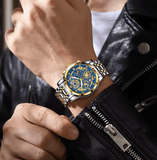 Men’s Military Sport Chronograph Watch – Waterproof Quartz Wristwatch with Blue Silicone Strap, Stylish Outdoor & Daily Wear Timepiece