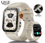 LIGE Smart Watch for Men – 3ATM Waterproof Bluetooth Calling Fitness Watch with Flashlight, Health Monitor, 370mAh Battery, 100+ Sports Modes
