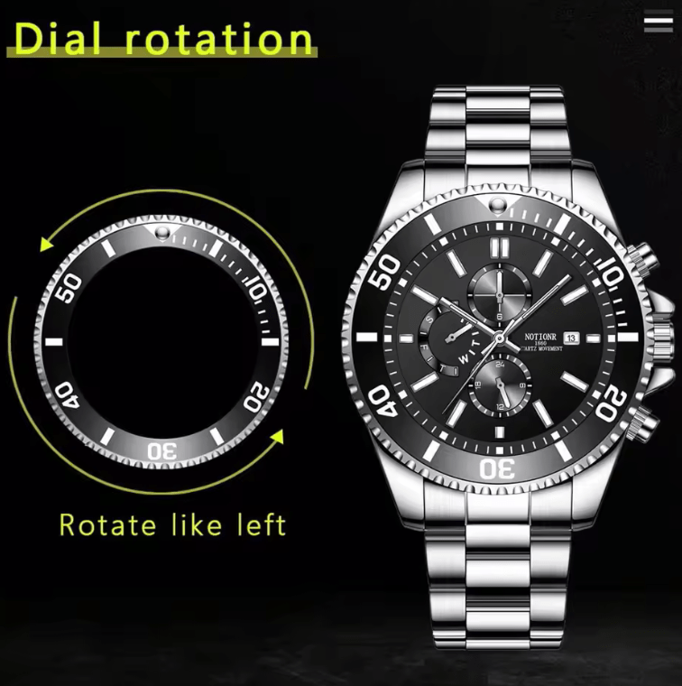 Luxury Men’s Business Watch – Silver Stainless Steel Quartz Wristwatch – Luminous Dial, Waterproof, Classic Analog Timepiece for Men, Elegant Dress Watch for Work or Casual