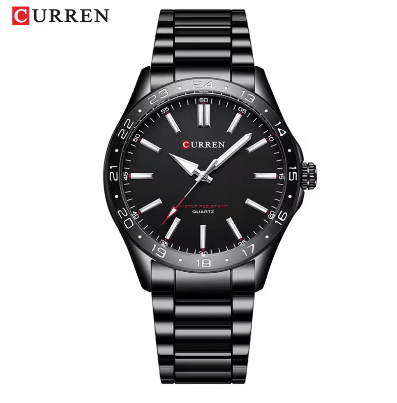 CURREN 8452 Men’s Quartz Watch – Fashionable Business Casual Timepiece with Black & Silver Dial, Stainless Steel Strap – Simple Elegant Wristwatch for Men