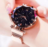 Women’s Fashion Starry Sky Watch – Diamond Dial Quartz Dress Watch with Magnetic Buckle & Mesh Strap – Elegant Sparkling Timepiece for Ladies, Casual or Party Wear