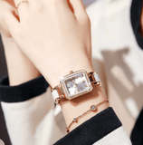 WIILAA Women’s Square Rose Gold Watch – Creative Fashion Quartz Wristwatch with Elegant Bracelet Design, Stainless Steel Band – High-Quality Timepiece for Ladies & Girls