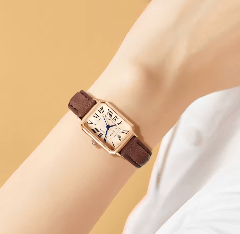 Retro Digital Dial Women’s Quartz Watch – Square Face Casual Leather Strap Wristwatch – Vintage Fashion Clock for Girls & Ladies Gift