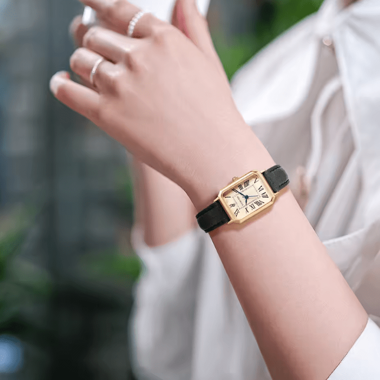 Retro Digital Dial Women’s Quartz Watch – Square Face Casual Leather Strap Wristwatch – Vintage Fashion Clock for Girls & Ladies Gift