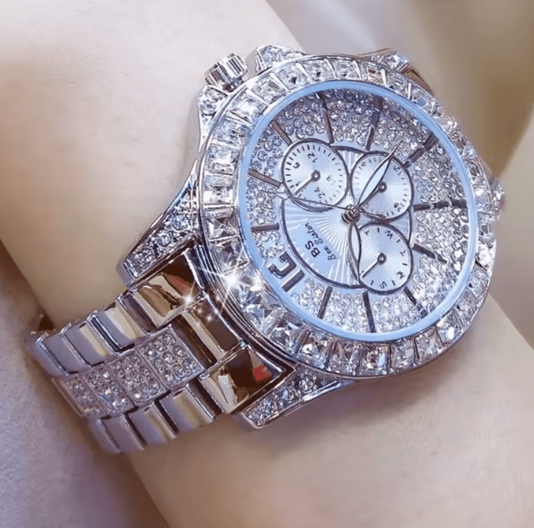 Women’s Luxury Diamond Quartz Watch – Rose Gold Crystal Wristwatch – Fashion Top Brand Inspired Ladies Jewelry Timepiece for Elegant Style