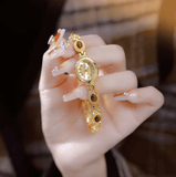 Women’s Natural Jade Bracelet Watch – Luxury Retro Gold Quartz Wristwatch with Small Oval Dial – Vintage Elegant Clock Gift for Ladies