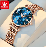 OLEVS 5536 Luxury Women’s Rose Gold Watch Set – Diamond Quartz Waterproof Watch with Matching Bracelet – Elegant Fashion Reloj Mujer Gift