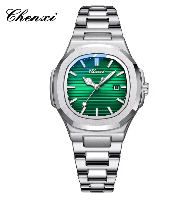 CHENXI 8222 Women’s Quartz Watch – Pink Striped Dial with Calendar & Luminous Hands – Fashion Stainless Steel Wristwatch Gift for Girls & Ladies