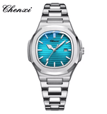 CHENXI 8222 Women’s Quartz Watch – Pink Striped Dial with Calendar & Luminous Hands – Fashion Stainless Steel Wristwatch Gift for Girls & Ladies