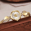 Women’s Small Gold Quartz Watch – Compact Round Dial with Diamond Inlaid Bracelet – Elegant & Stylish Wristwatch for Ladies